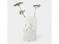 Vase klein, weiss, mit Grsern und Blumen "Bloom"
