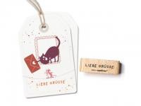 Stempel cats on appletrees  "Liebe Grsse"