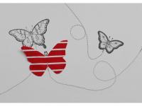 Kartengruss - Schmetterlingsflug in Rot