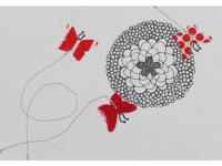 Kartengruss - Schmetterlingstänzchen in Rot