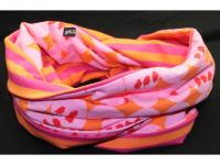 Wendehals Loop-Schal orange mit rosa Kreisen und Vögeln & pink / ora..
