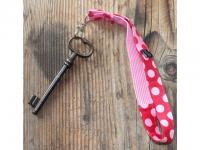 Schlüssel-Butler aus Stoff, rosa mit roten Tupfen, rot mit rosa Tupf..