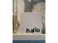 Holz-Wort 10 x 10 cm "hallo"