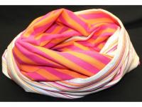 Wendehals Loop-Schal weiss bunt gestreift & pink/orange gestreift