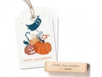 Stempel cats on appletrees "Happy Halloween"