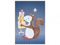 Postkarte mit Eichhörnchen und Geschenken von schönegrüsse.ch