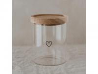 Vorratsglas mit Herz, 13 cm, mit Holzdeckel
