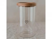 Vorratsglas mit Herz, 19 cm, mit Holzdeckel