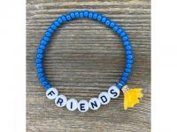 Armkettchen blaue Rocaillesperlen "FRIENDS" mit Miniquaste