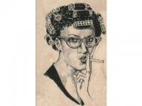 Stempel Desertstamps Curler Lady smoking / rauchende Frau mit Locken..