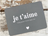 Postkarte von cinqmai "je t'aime trop pour vivre sans toi"