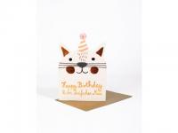 Fellnasen Karte Katze "Happy Birthday und ein dreifaches Miau"