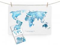 Geschirrtuch World Map, blau; Weltkarte
