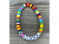 Armkettchen bunte Holzperlen "LIEBE" mit Herz