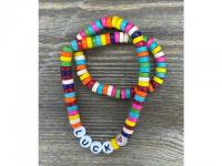 Doppel-Armkettchen bunte Holzperlen "LUCK" mit Herz