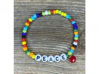 Armkettchen bunte Rocaillesperlen "PEACE" mit Kugelanhnger